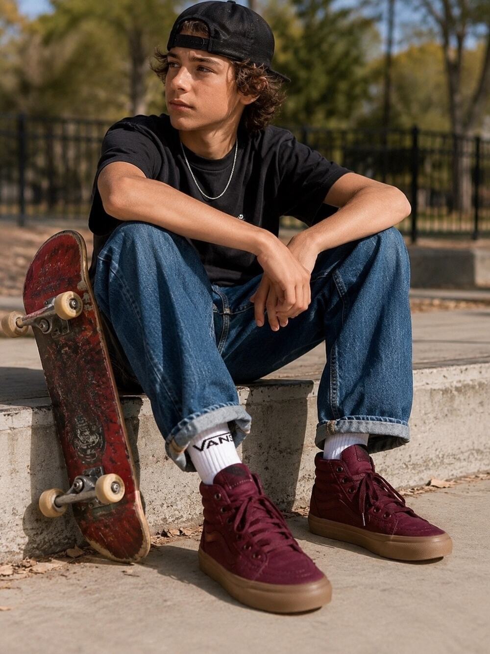 Vans Sk8-Hi Burgundy Gum High Top Shoes Men’s 7 Women’s 8.5